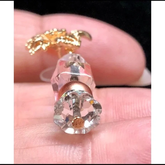 💕✨pretty Swarovski earrings in gold and pink-floral - Picture 8 of 13